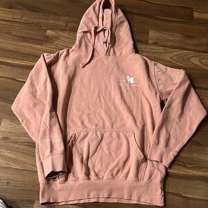 Men's Dusty Rose Pullover Hoodie with Subtle Chest Embroidery